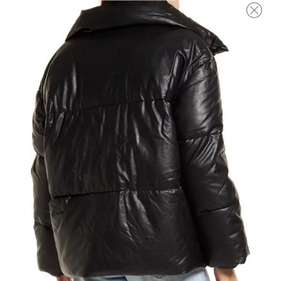 Vigoss Black Faux Leather Puffer Jacket - Picture 3 of 13